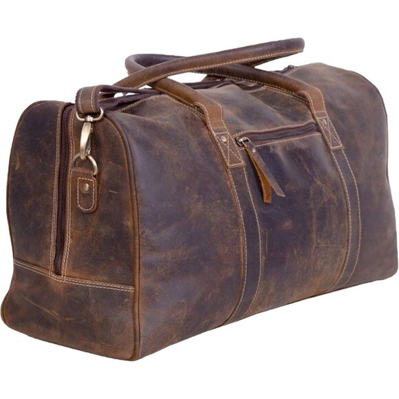 🆕Men Brown Genuine Leather Duffel Travel Overnight Leather Bag Sports Gym Bag - Picture 1 of 9